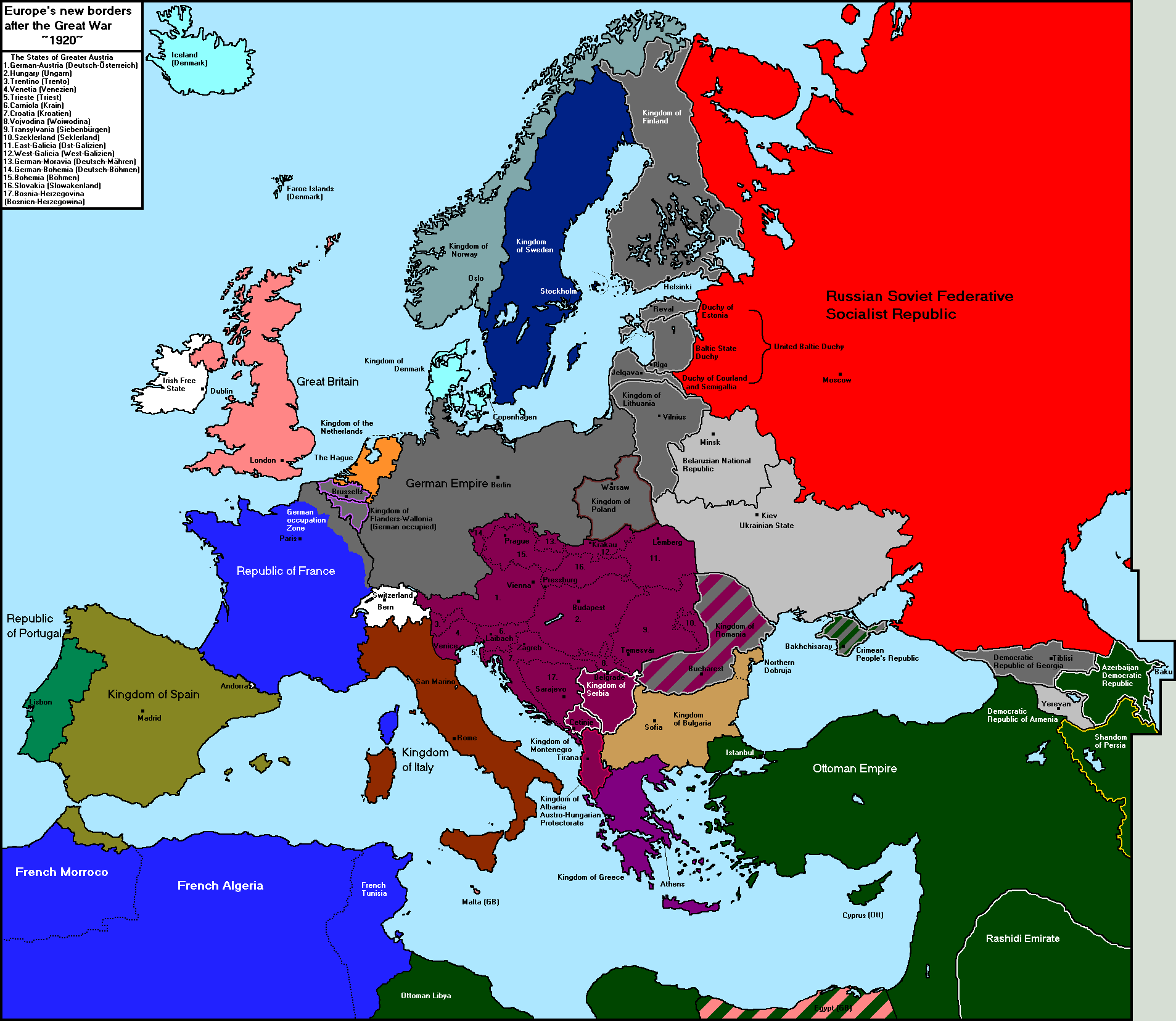 Map Of Europe Post Wwi