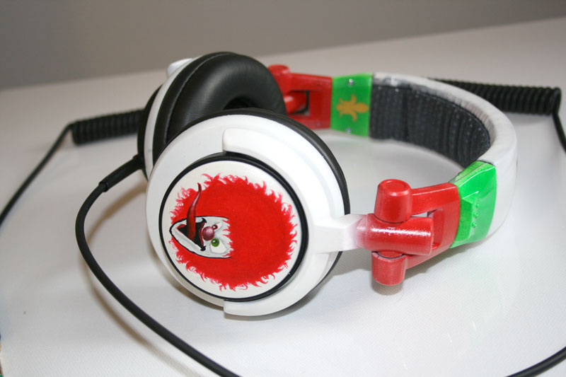 side of custom DJ headphones